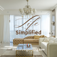 A sparse living room, minimalist style. Text; "Life Simplified"